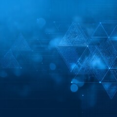 Leinwandbilder - Abstract Blue Technology Background with Triangles and Lines, Futuristic Design for Digital Concepts