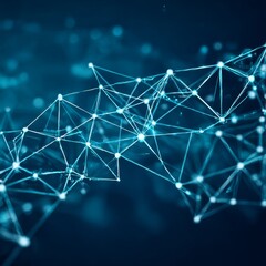 Leinwandbilder - Connected Network of Nodes: Abstract Blue Plexus Design for Technology or Scientific Visualization
