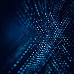 Poster - Ethereal Blue Data Stream: A Deep Dive into Digital Connectivity and Luminous Illumination in the Abstract Dark
