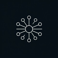 Poster - Minimalist Network Connection: White Outline of Connected Circles on a Dark Background