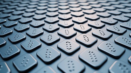 Abstract Pattern of Raised Dots on Metallic Tiles, Reflective Surface Creates a Textured Background.