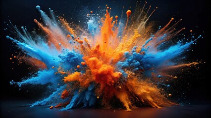 Poster - Dynamic Duo of Exploding Color A Vivid Symphony of Azure and Amber Hues