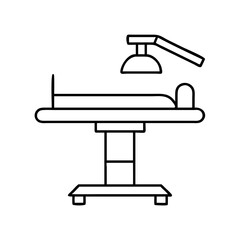 operating table icon, operating table line art - simple line art of operating table, perfect for ope