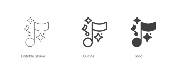 Aufkleber - Generate music by AI icon. AI sparkle star with note music symbol. Artificial intelligence technology concepts. Icon element for app and web. Vector illustration. Editable stroke.