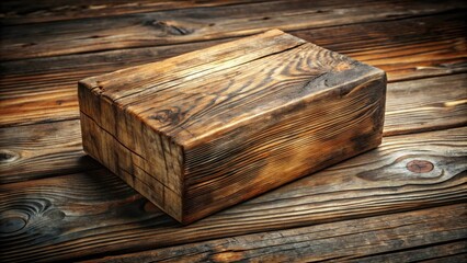Poster - Rustic Wooden Block on Weathered Planks A Textured Surface for Display and Design