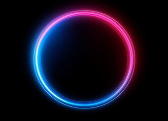 Wall Mural - vibrant pink and blue light streaks converge on a glowing circular core in an abstract image, evokin