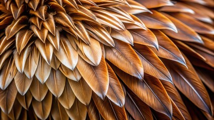 Fototapete - Intricate Avian Plumage A Close-Up Study of Overlapping Brown Feathers with Subtle Light and Shadow Variations