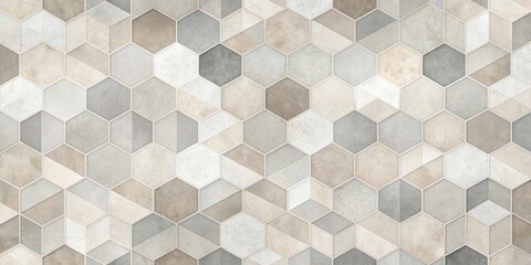 Leinwandbilder - Abstract Hexagonal Tile Pattern in Neutral Tones A Seamless Texture for Design Projects