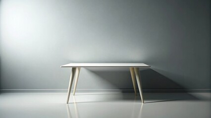 Leinwandbilder - Simple White Table Against a Neutral Wall, Ideal for Product Placement or Minimalist Design Displays