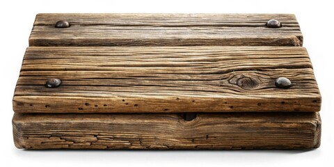 Poster - Rustic Weathered Wooden Block Display Platform, Ideal for Product Showcases or Decorative Arrangements