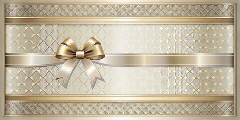Leinwandbilder - Elegant Gold and Silver Ribbon Bow on Ornate Background Perfect for Holiday or Festive Designs