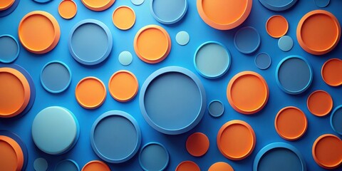 Aufkleber - Abstract Background of Overlapping Circles in Vibrant Hues of Blue and Orange