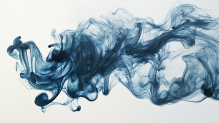 Poster - Dreamy blue abstract background with flowing ink shapes and watercolor textures. Perfect for artistic, peaceful, and modern visual projects.