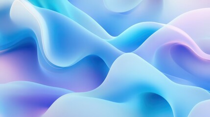 Poster - Flowing blue ink and subtle gradients form a dreamy abstract backdrop. Suitable for contemporary art projects and calming visual designs...
