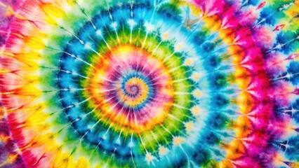 Poster - Vibrant Swirling Tie-Dye Design Featuring a Multitude of Colors in a Circular Pattern, Ideal for Textile Designs and Fashion Applications