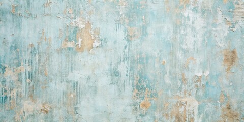 Aufkleber - Textured Teal Wall with Aged and Flaking Paint, Showing Underlayers of Beige and White