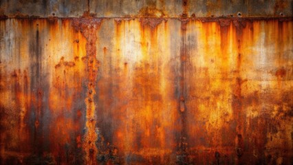 Poster - A richly textured rusty metal surface with streaks of orange, brown, and gray hues, showcasing the effects of extensive corrosion and time
