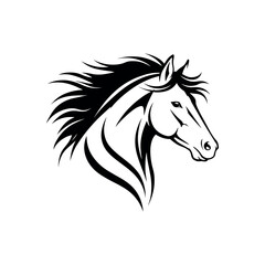 Naklejka na meble Majestic Horse Head Elegant Black and White Line Art Illustration