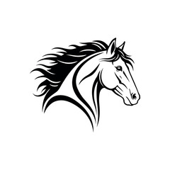 Naklejka na meble Majestic Horse Head Profile Elegant Black and White Vector Illustration