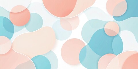 Aufkleber - Pastel Abstract Shapes An Elegant Design Featuring Overlapping Circles and Organic Forms in Soft Blue and Peach Tones