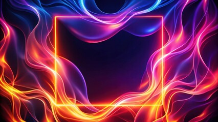 Poster - Abstract Vibrant Energy Flow with Glowing Neon Frame for Design and Composition