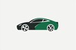 © Mufarokah - Green black sports car side view, simple design, white background, website icon