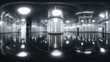 © CreativeCreations - 360 Degree full panorama environment map of black minimalistic studio environment with bright lights and reflections 3d render illustration hdri hdr vr virtual reality
