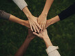 © Nei Mar - Diverse Hands Coming Together in Unity on Green Grass