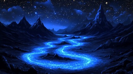 Wall Mural - in der illustration arcane shore leuchten biolumineszierende plankton in den wellen am strand