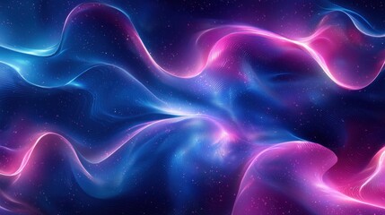Wall Mural - vibrant abstract wave patterns in blue and pink color palette