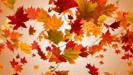 Wall Mural - Autumn Leaves Falling on Soft Background for Seasonal Design and Decor Generative AI