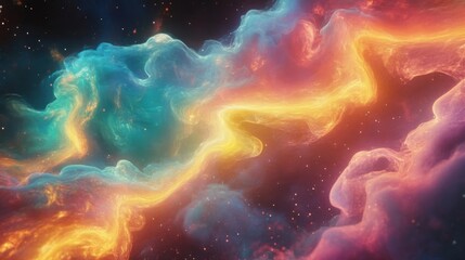 vibrant teal pink orange nebula space background