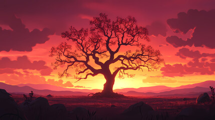 Wall Mural - solitary leafless tree