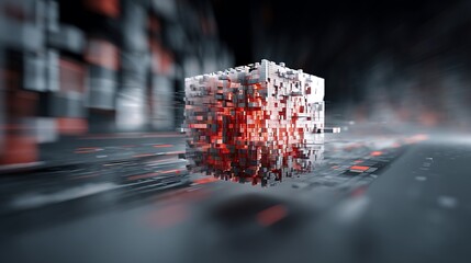 Fototapete - 3D rendering of cube abstract geometric background, technology concept