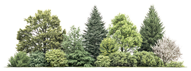 PNG Group of trees plants forest green.