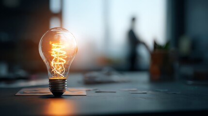 Aufkleber - A bright idea, light bulb concept, business growth, innovation, entrepreneur or entrepreneurialism