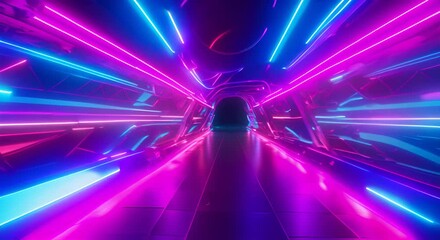 Wall Mural - neon lights creating rotating tunnel effect 4k