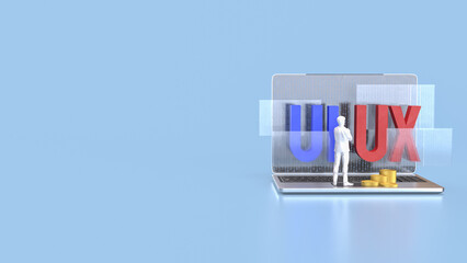 The UI and UX on notebook for website or application concept 3d rendering.