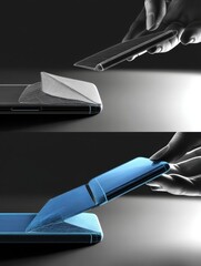 Aufkleber - Folded Phone Transforming Into a Wearable Device Showcasing Innovative Technology and Design Concepts in Modern Gadget Evolution