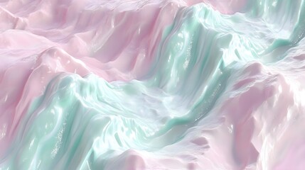 Wall Mural - Gentle Transition from Mint Green to Soft Lilac Flowing Waves