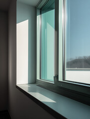 Aufkleber - Sleek Windowpane Reflecting Natural Light Against a Minimalist Background : Generative AI