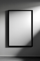 Aufkleber - Minimalist black framed mirror against a light wall with dramatic shadows and highlights : Generative AI
