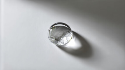Aufkleber - Single Clear Water Droplet on Smooth Surface Reflecting Soft Light : Generative AI