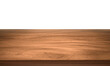 © Retouch man - View of wood or wooden table top corner Isolated on white background
