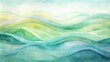 © GiftedFrames - Serene Watercolor Landscape of Rolling Hills and Gentle Waves