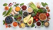 © Muhammad - An overhead shot of assorted healthy food ingredients on a table