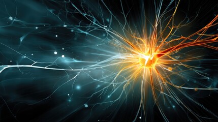 Leinwandbilder - Glowing Energy Source With Neural Tendrils Emanating in a Vibrant Display of Light and Color
