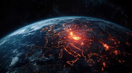 Poster - Satellite view of earth displaying conflict areas global scope aerial perspective dynamic environment insights