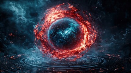 Poster - Dynamic vortex of events on a holographic globe digital realm visual art abstract aerial view futuristic concept