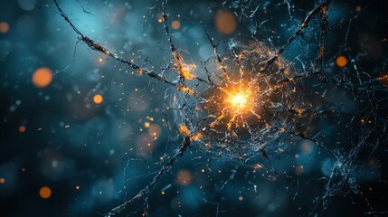 Poster - Shattered satellite fragments floating in cosmic space abstract art digital visualization sci-fi environment